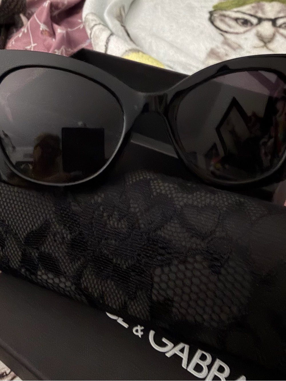 Dolce & Gabbana Glossy Black Cat-Eye Sunglasses